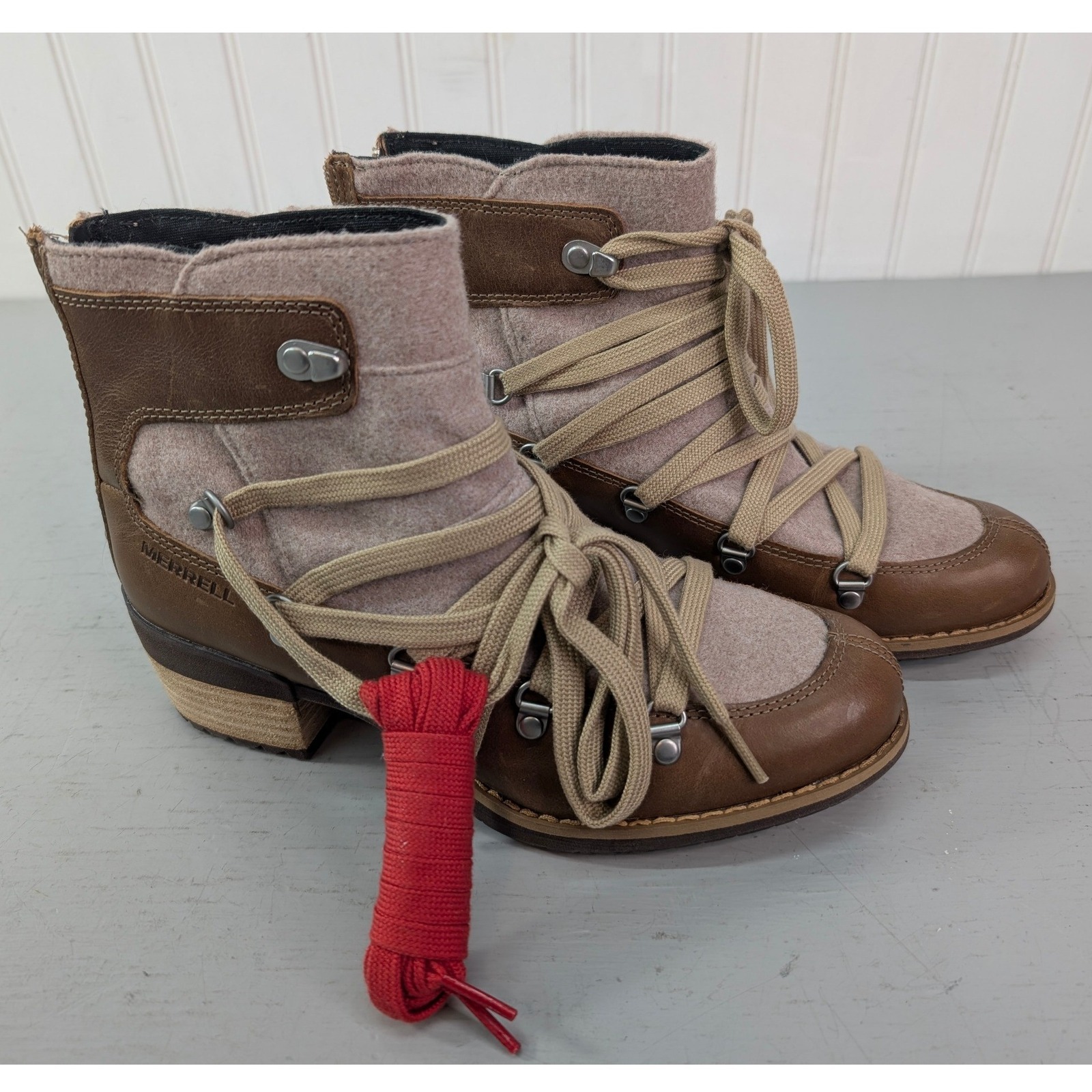 Merrell Women's Camel Shiloh Ii Leather Lace Up Warm Boots Size 7 Outdoor